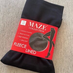 Maze Collection Fleece Lined Leggings - Black